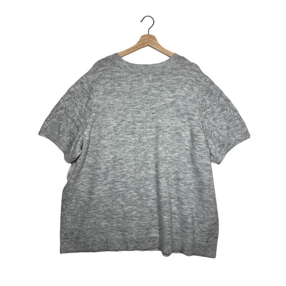 Croft & Barrow Plus Short Sleeve Pointelle Sweater Top Gray Size 4X Lightweight - Picture 8 of 16
